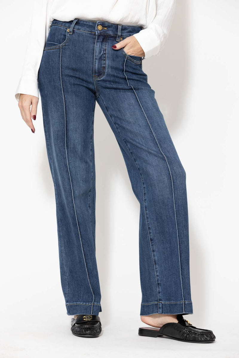 Dark Denim Pintuck Jean