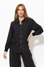 Washed Black Cowboy Stud Shirt