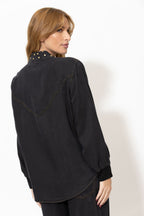 Washed Black Cowboy Stud Shirt