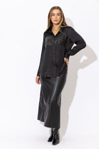 Black Pleather Bustier Shirt