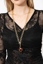 Black/Red Heart Cross Necklace
