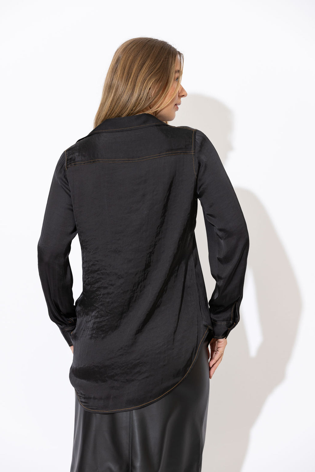 Black Pleather Bustier Shirt