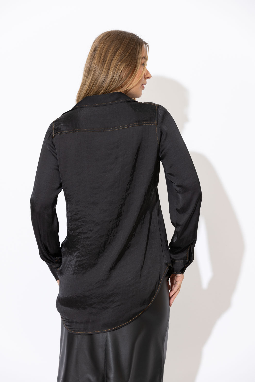 Black Pleather Bustier Shirt