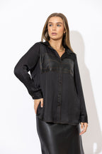 Black Pleather Bustier Shirt