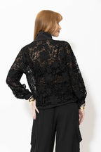 Black Lace Bomber Jacket