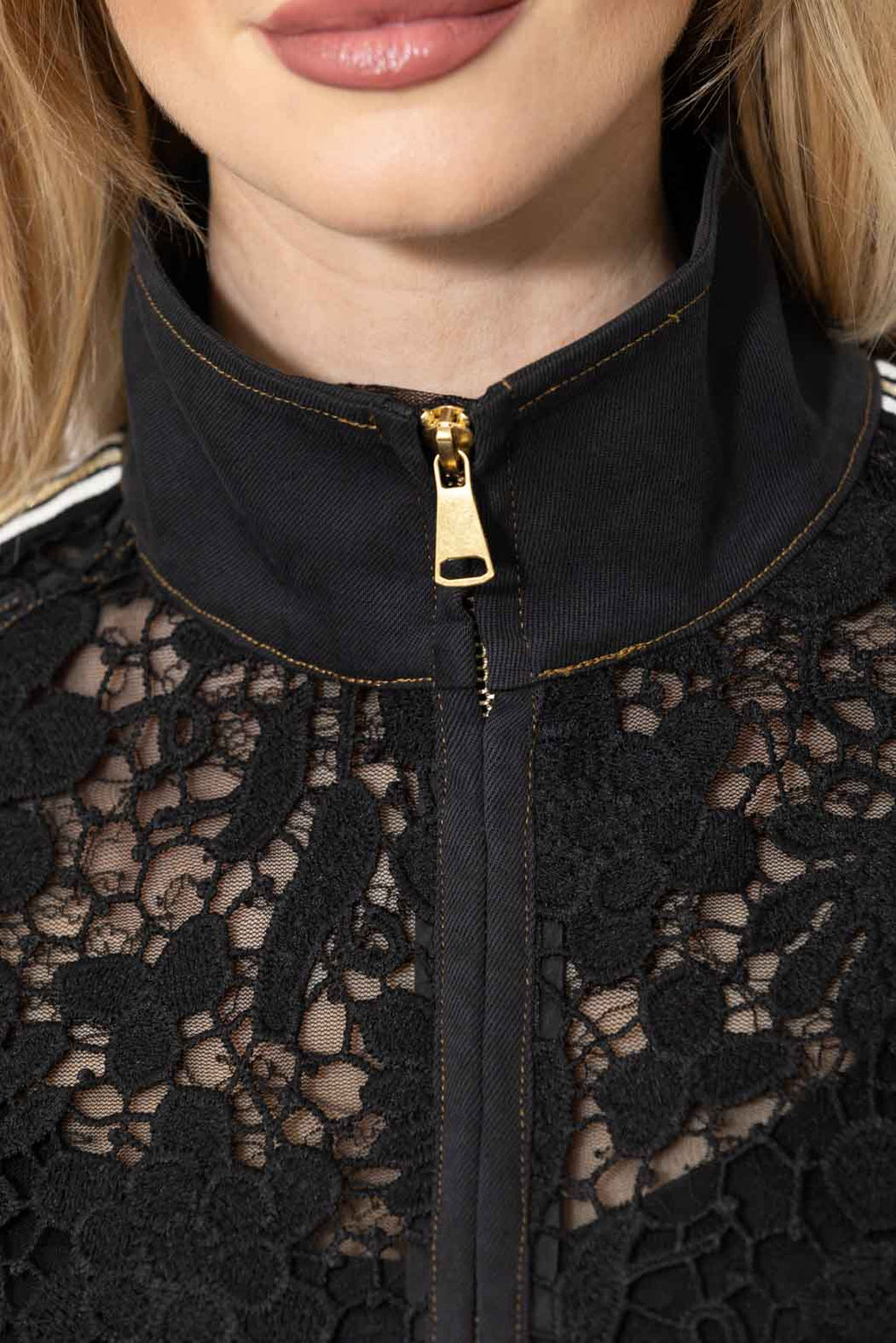 Black Lace Bomber Jacket