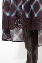 Check Lace Trim Bias Skirt