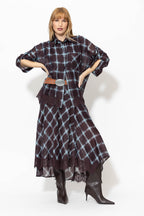 Check Lace Trim Bias Skirt