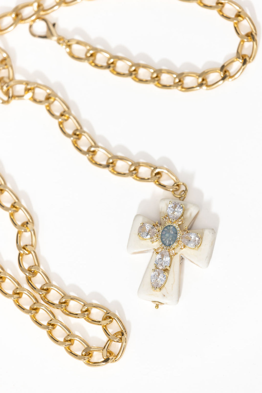 Ivory Diamante Cross Necklace