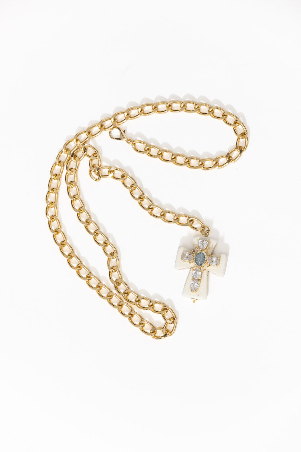 Ivory Diamante Cross Necklace