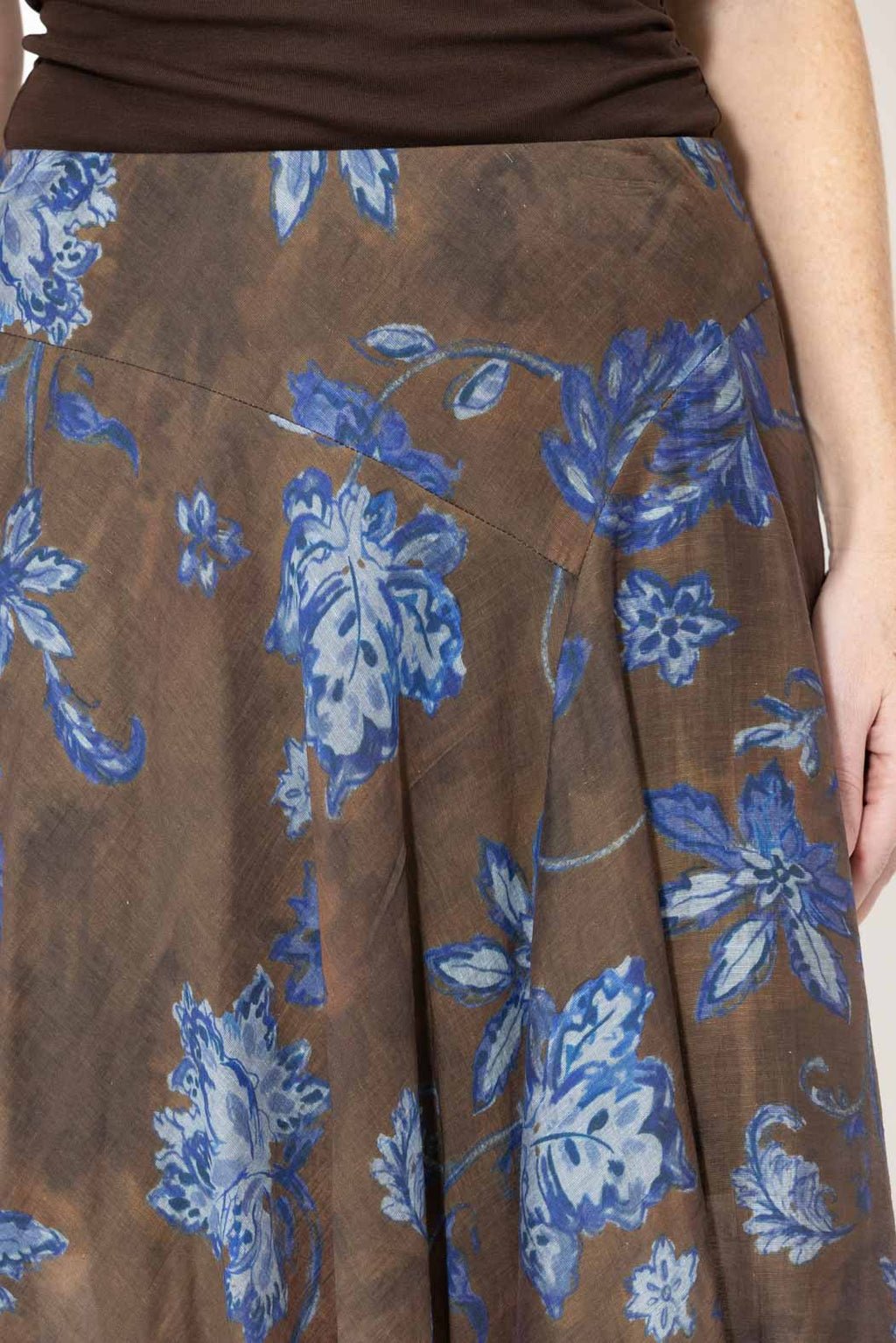 Floral Lace Trim Bias Skirt
