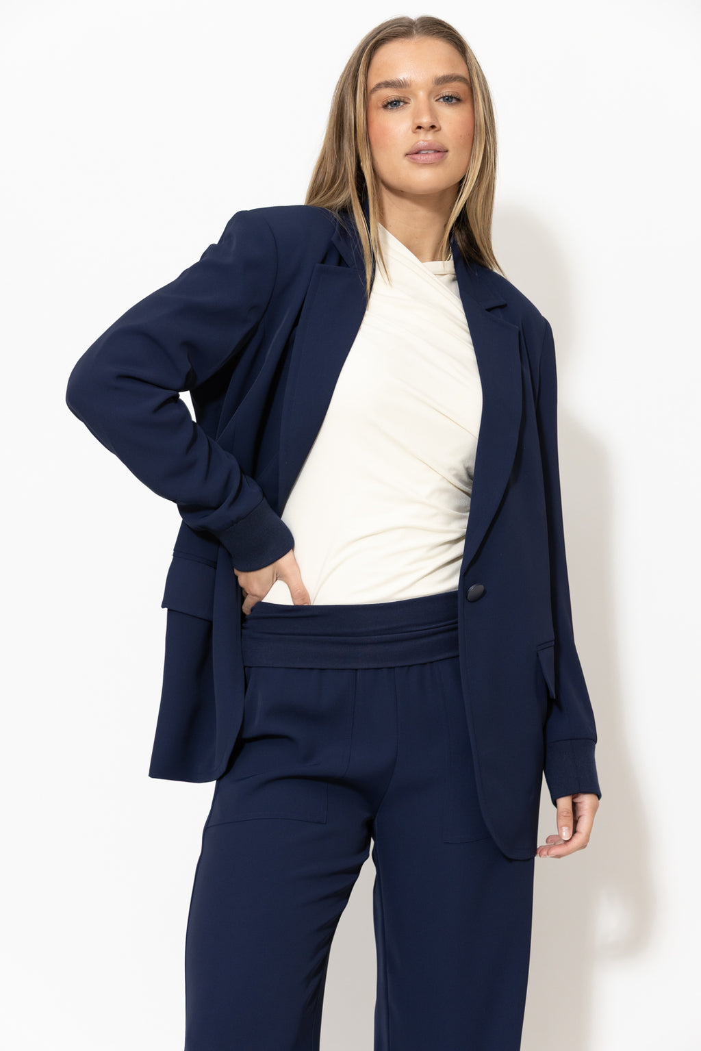 Navy Euro Action Back Blazer