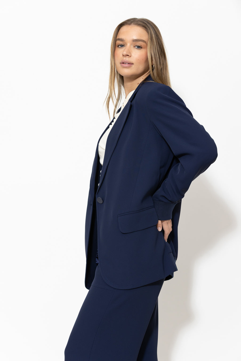 Navy Euro Action Back Blazer