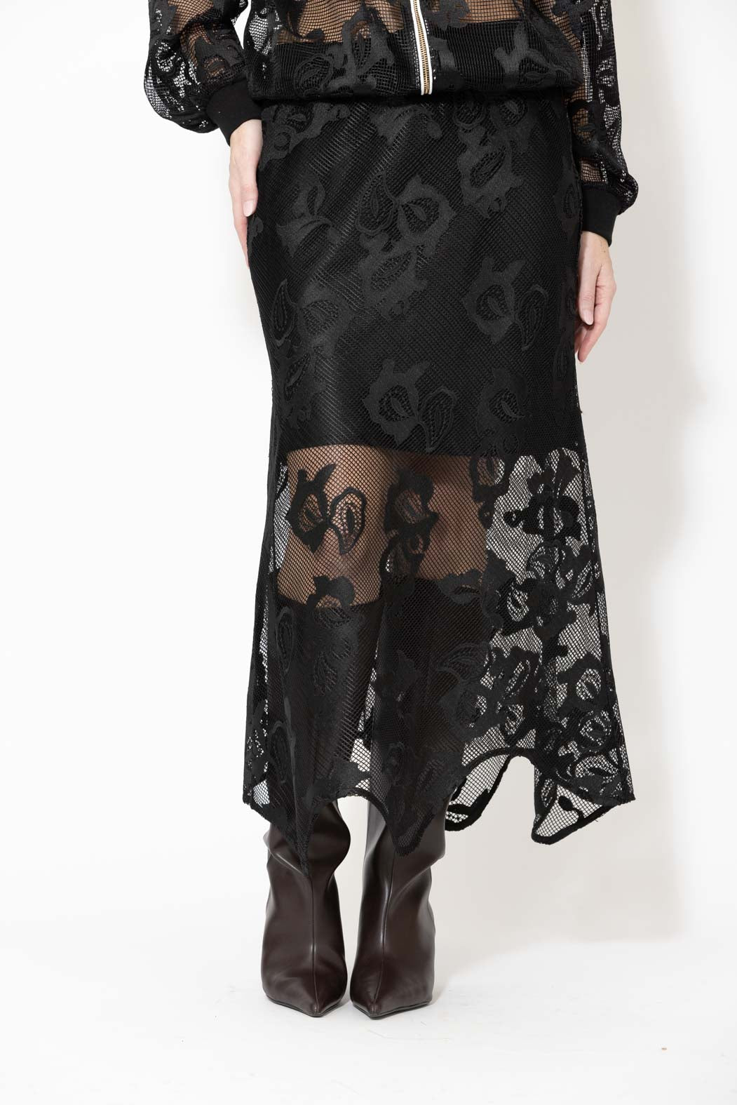 Black Lace Bias Skirt