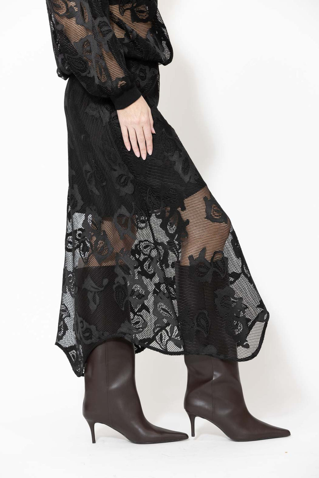 Black Lace Bias Skirt