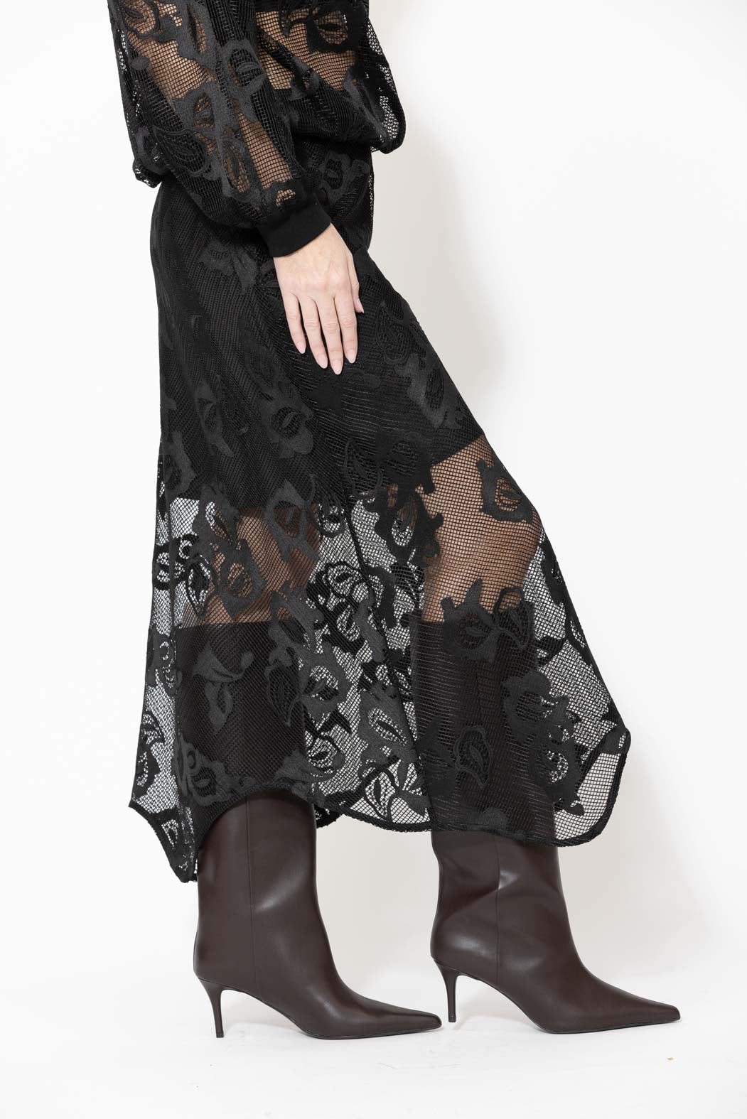 Black Lace Bias Skirt