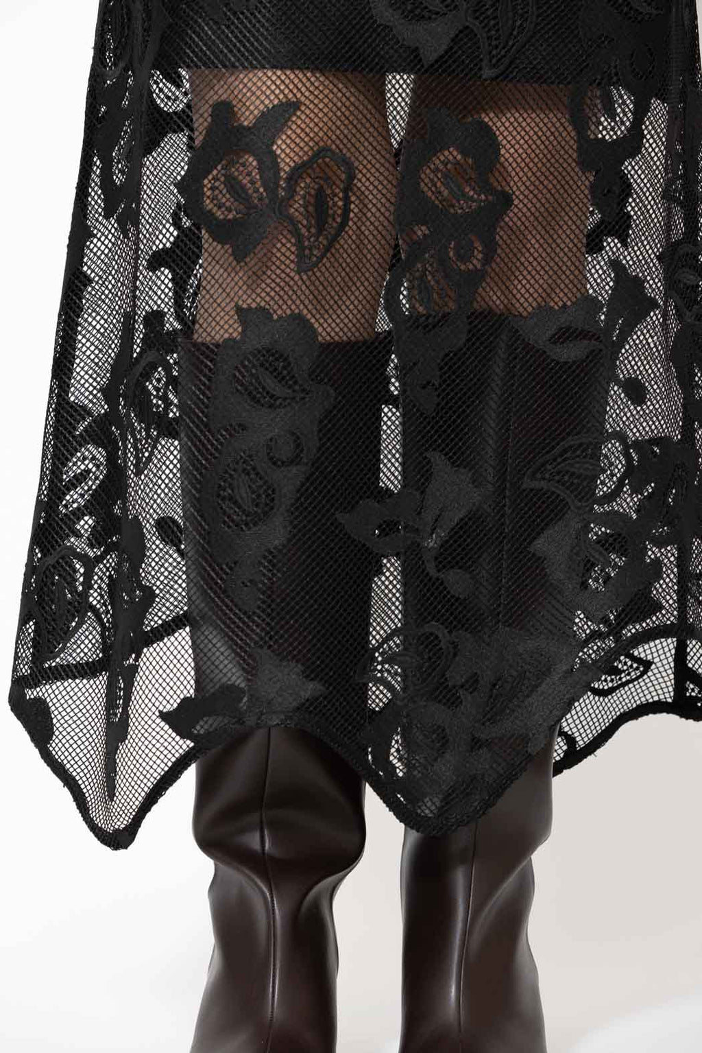 Black Lace Bias Skirt