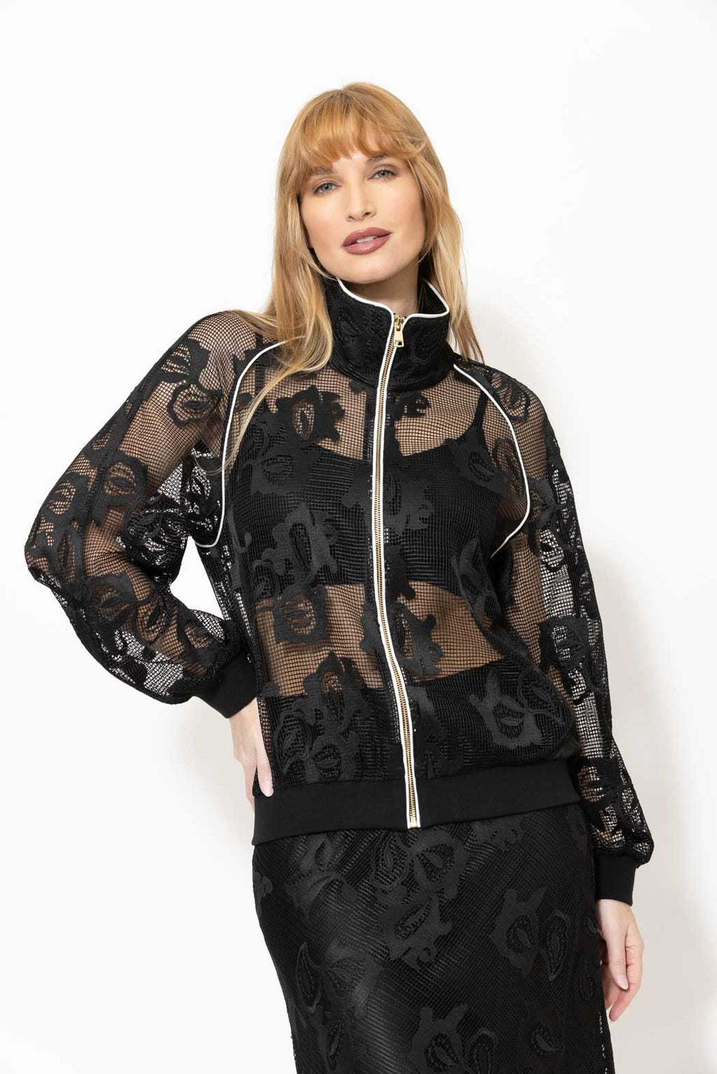 Black Lace Zip Jacket