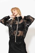 Black Lace Zip Jacket