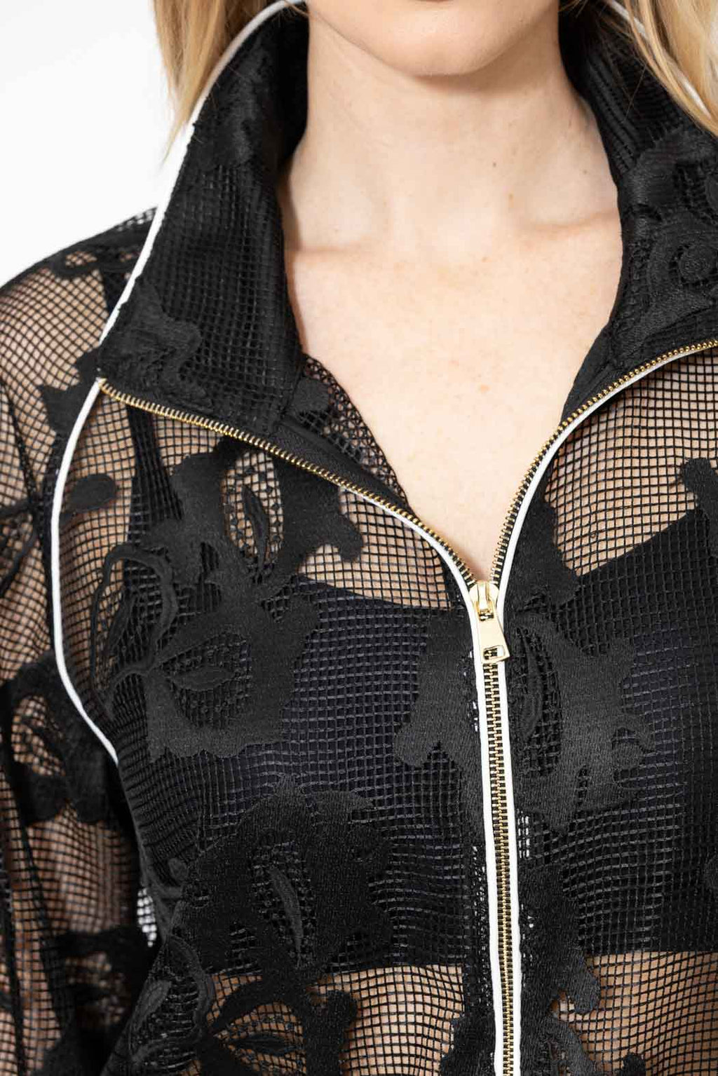 Black Lace Zip Jacket
