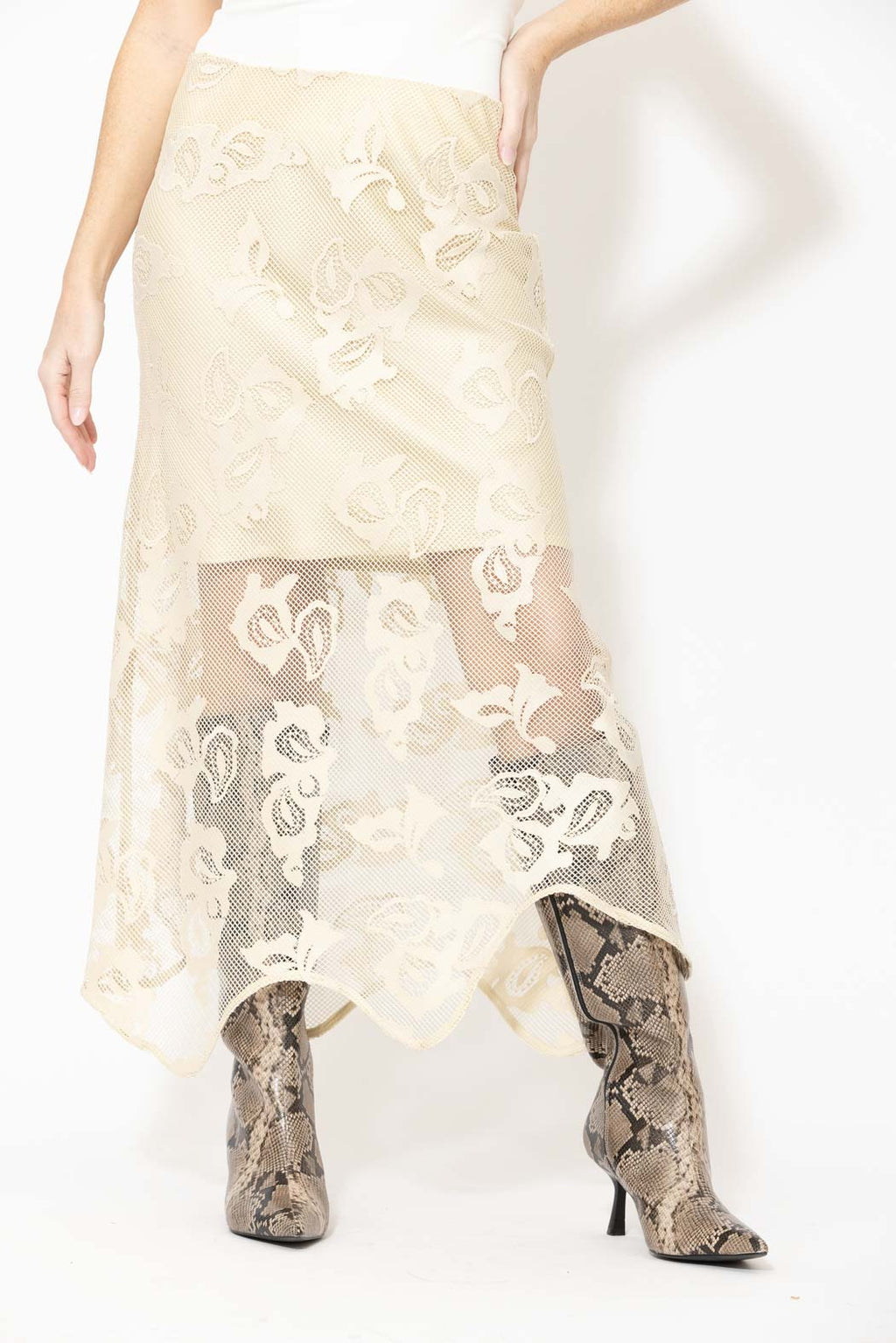 Ecru Lace Bias Skirt