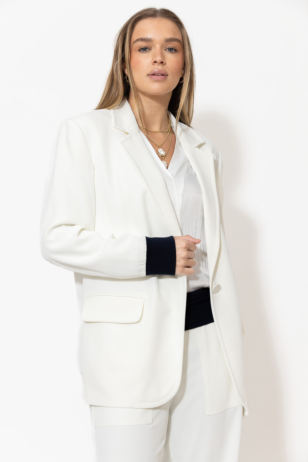 Ivory Euro Action Back Blazer