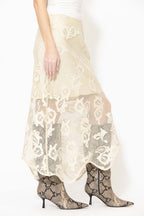 Ecru Lace Bias Skirt