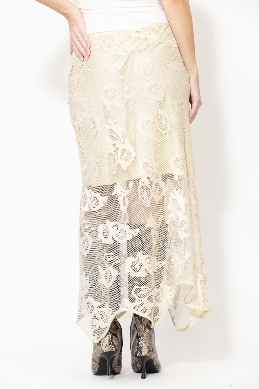 Ecru Lace Bias Skirt