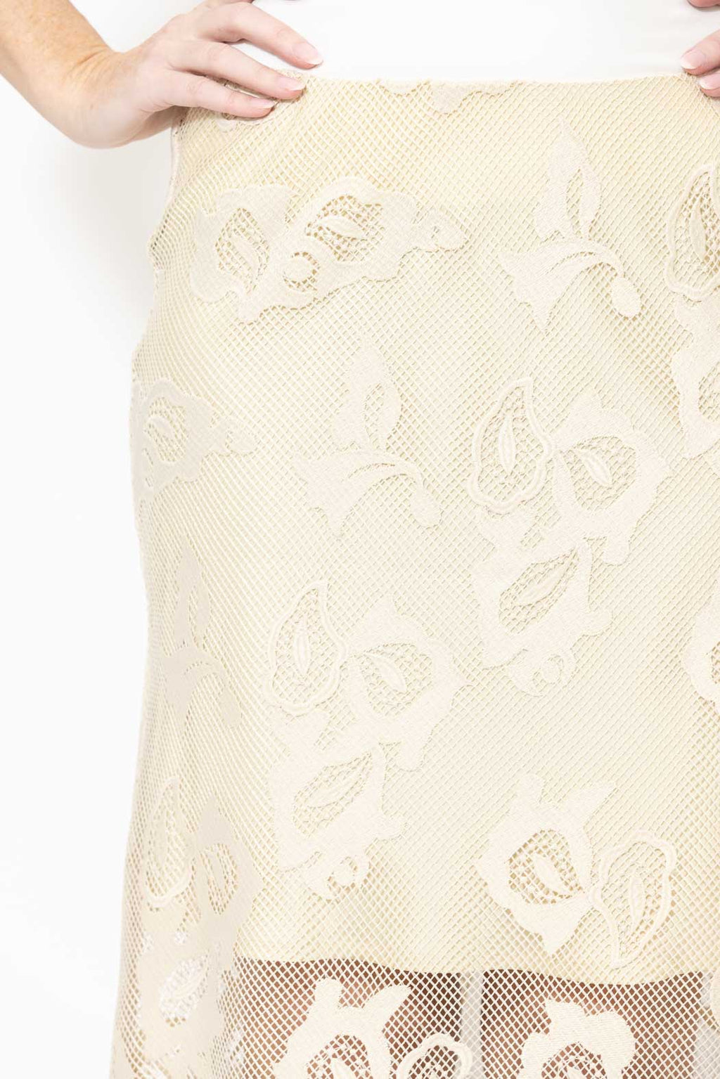 Ecru Lace Bias Skirt