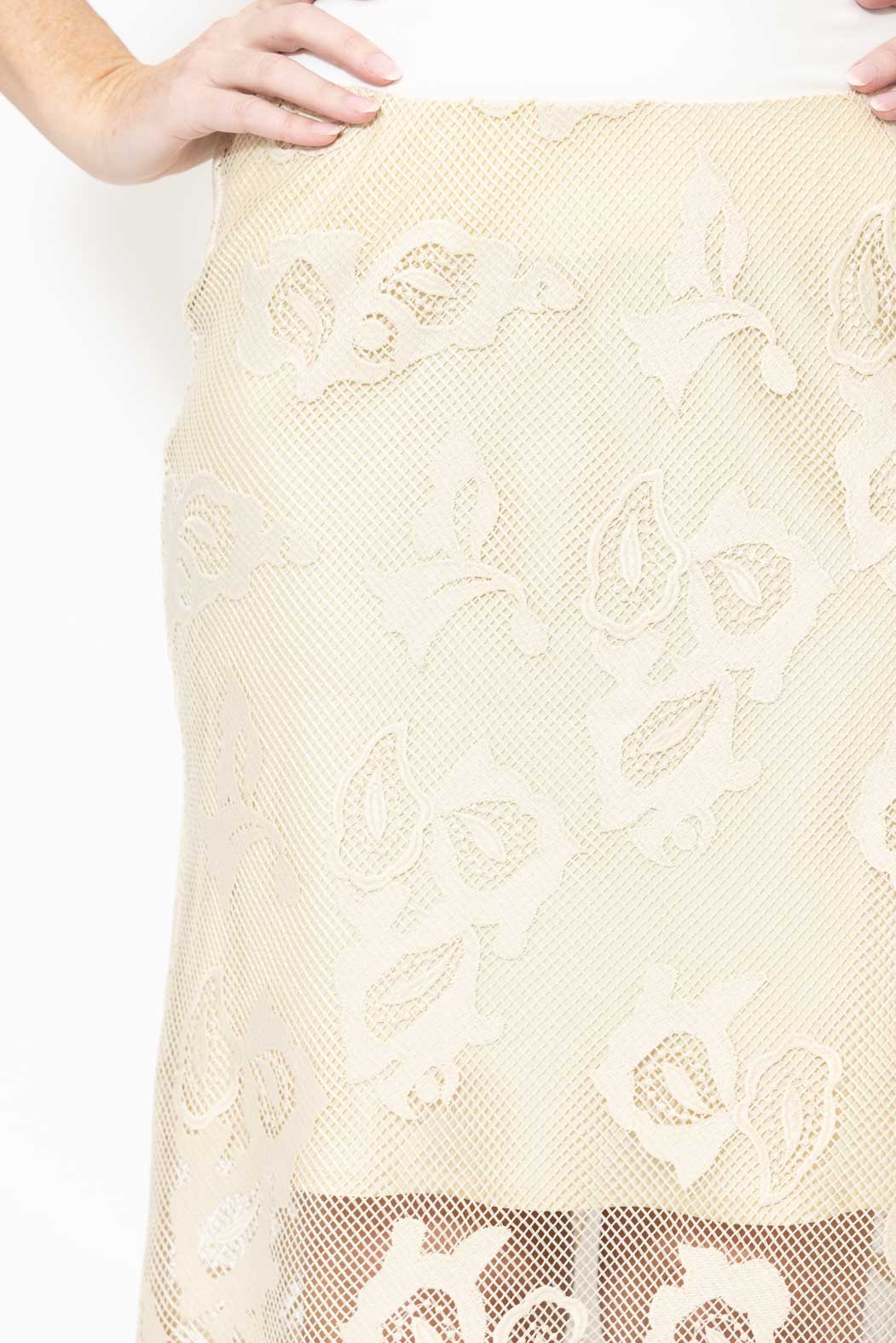 Ecru Lace Bias Skirt