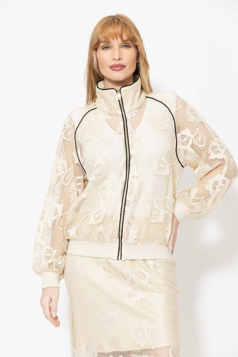Ecru Lace Zip Jacket