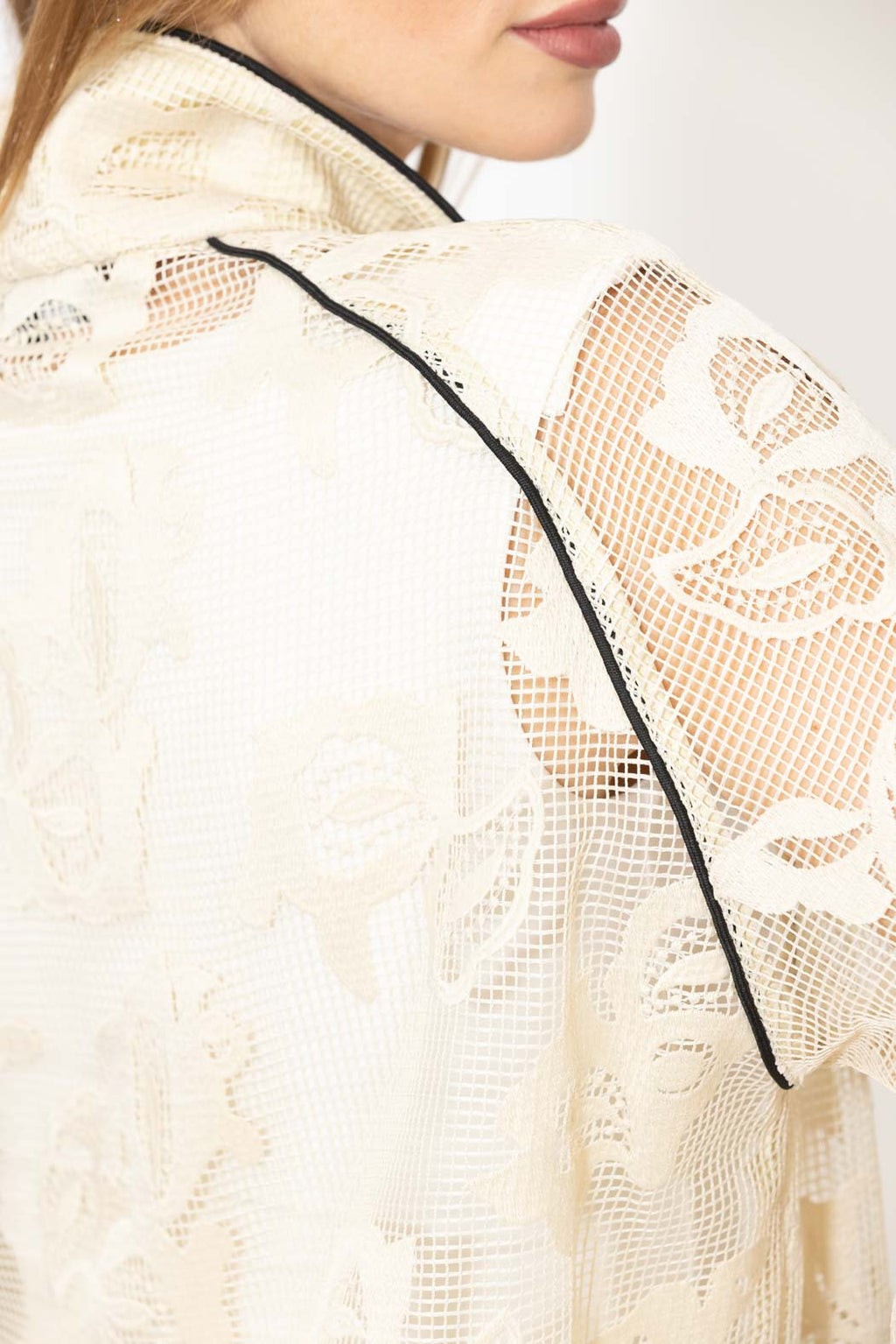 Ecru Lace Zip Jacket