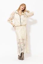 Ecru Lace Zip Jacket