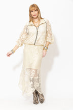 Ecru Lace Bias Skirt