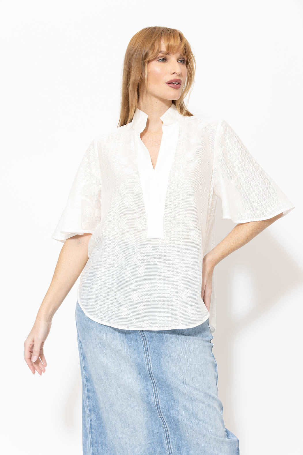 White Textured Blogger Shirt