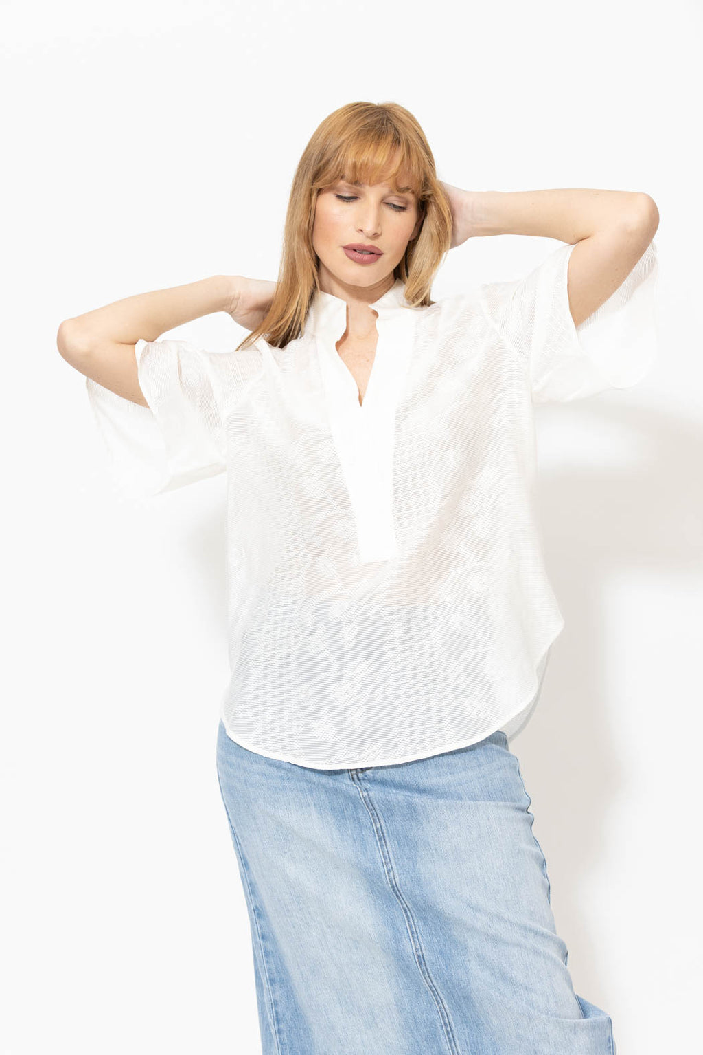 White Textured Blogger Shirt