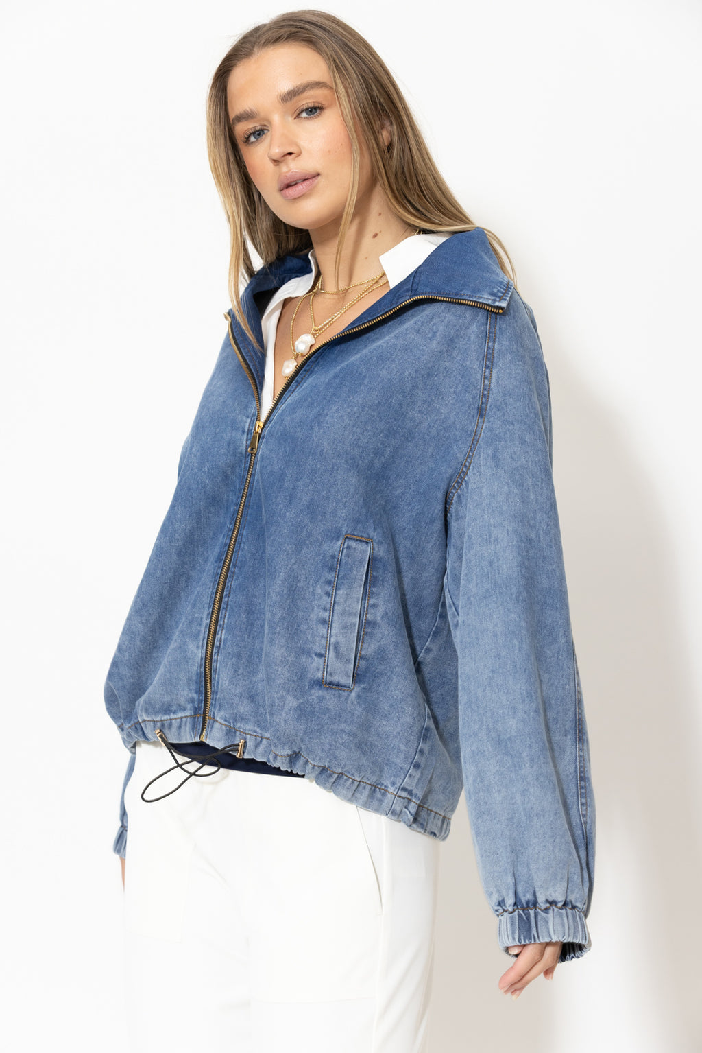 Mid Denim Athleisure Jacket