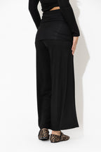 Black Tencel Roll Top Pant