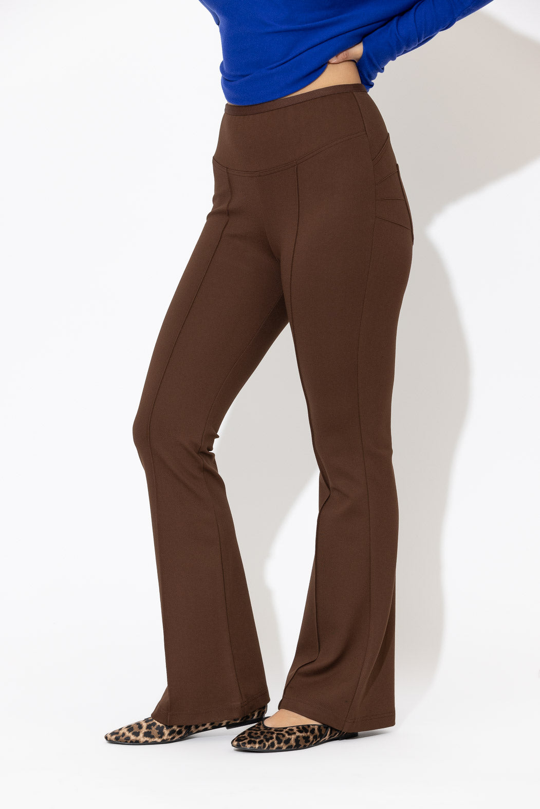 Chocolate Ponte Pintuck Miracle Flare Pant
