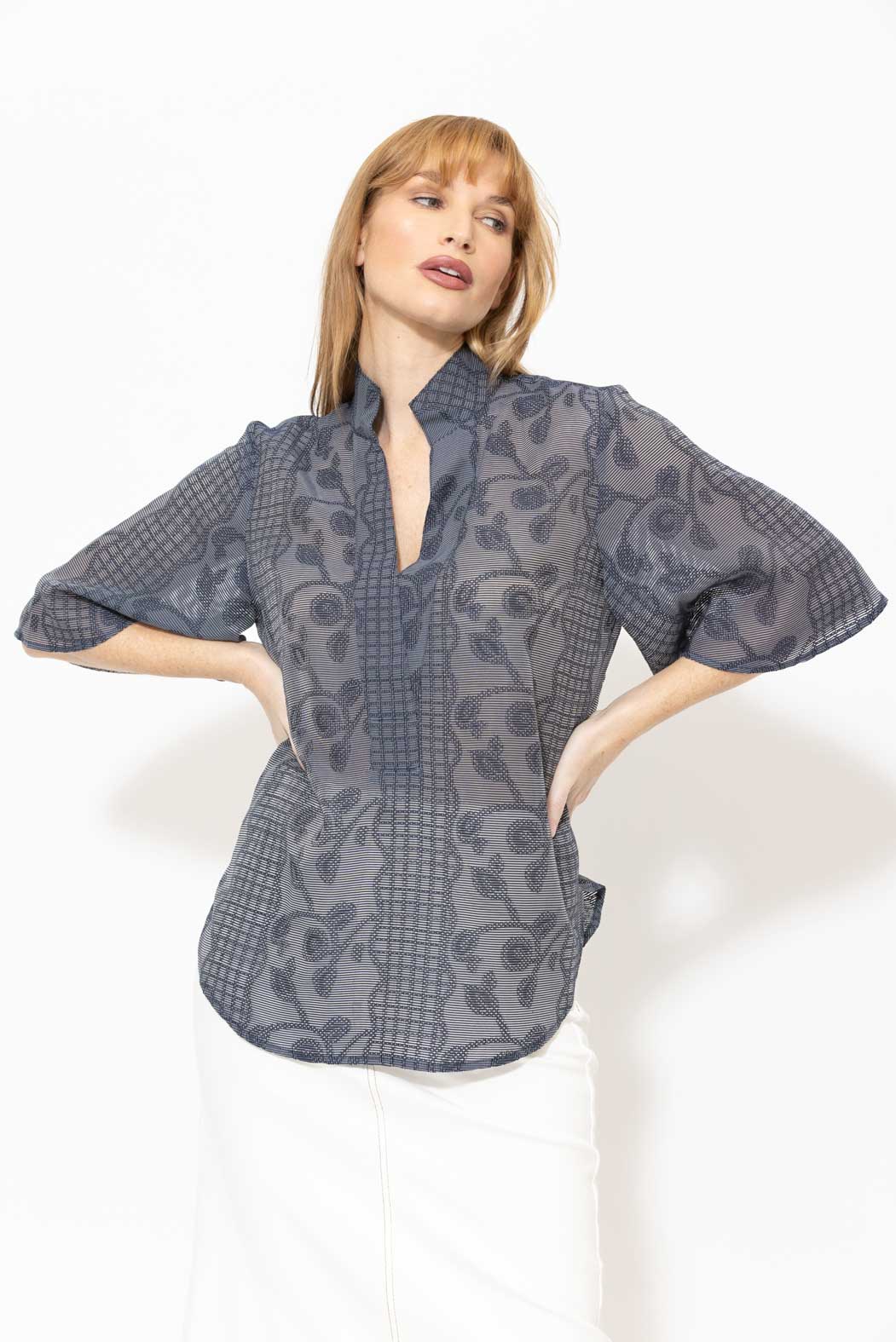 Navy Textured Blogger Shirt