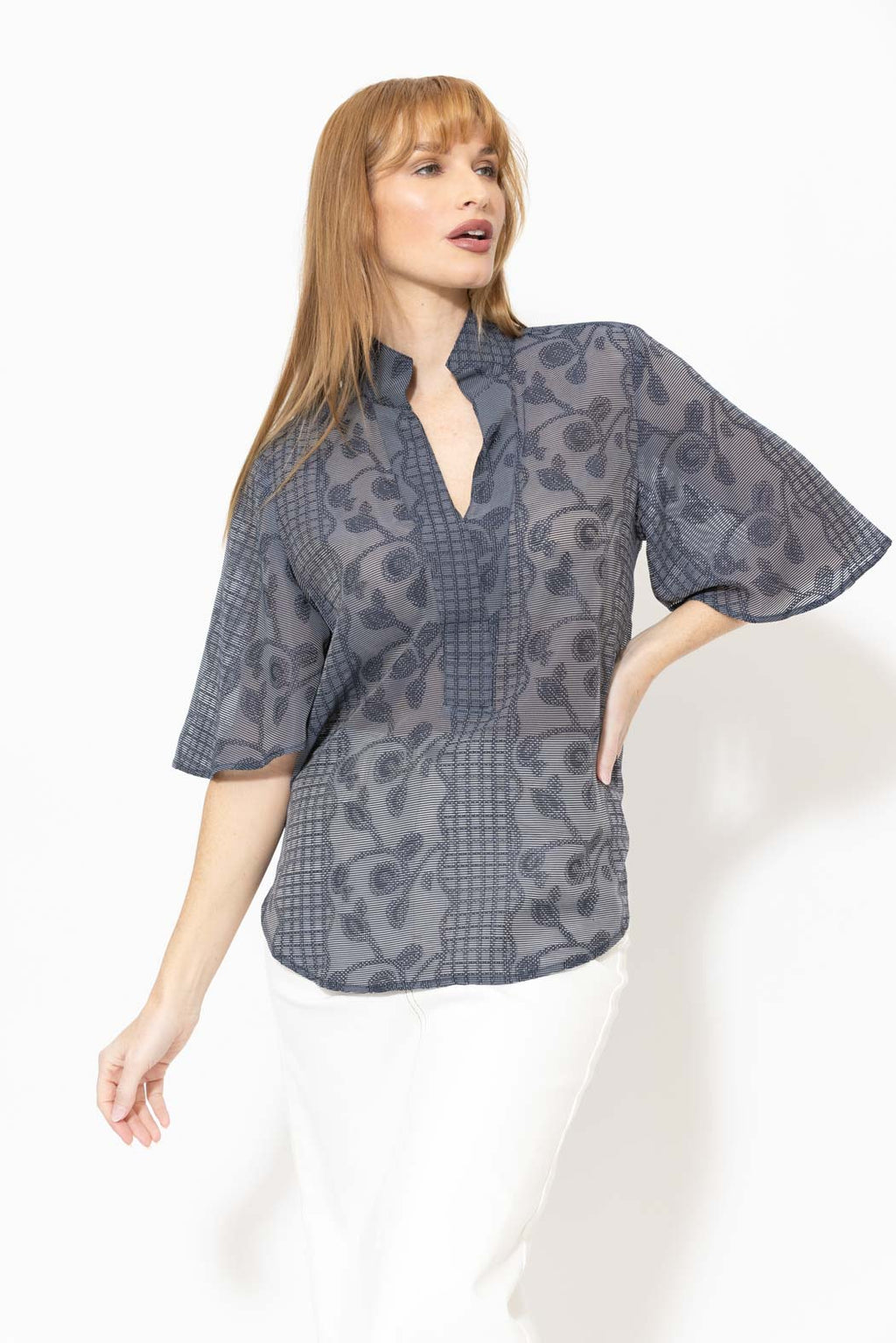 Navy Textured Blogger Shirt