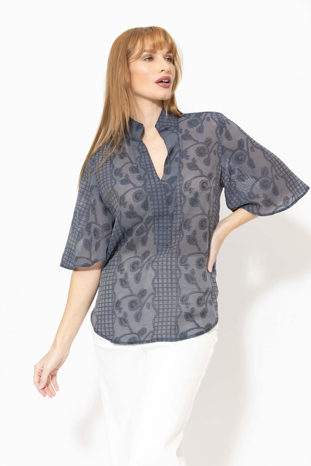 Navy Textured Blogger Shirt
