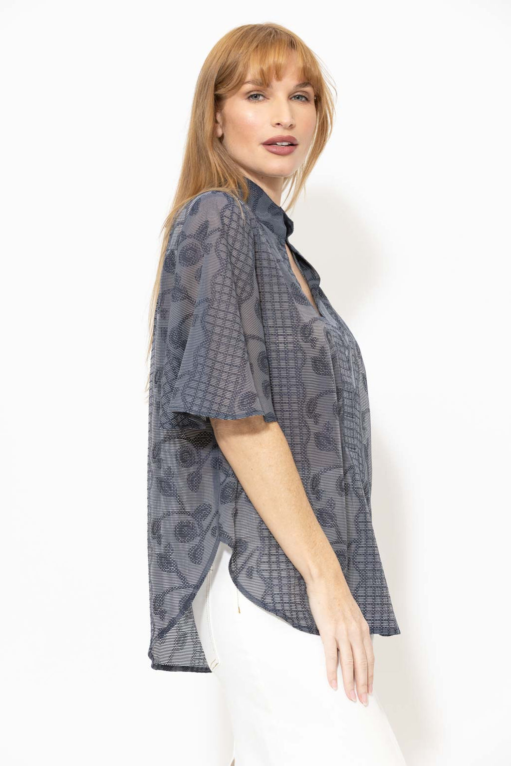 Navy Textured Blogger Shirt