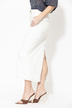 White Denim Maxi Skirt