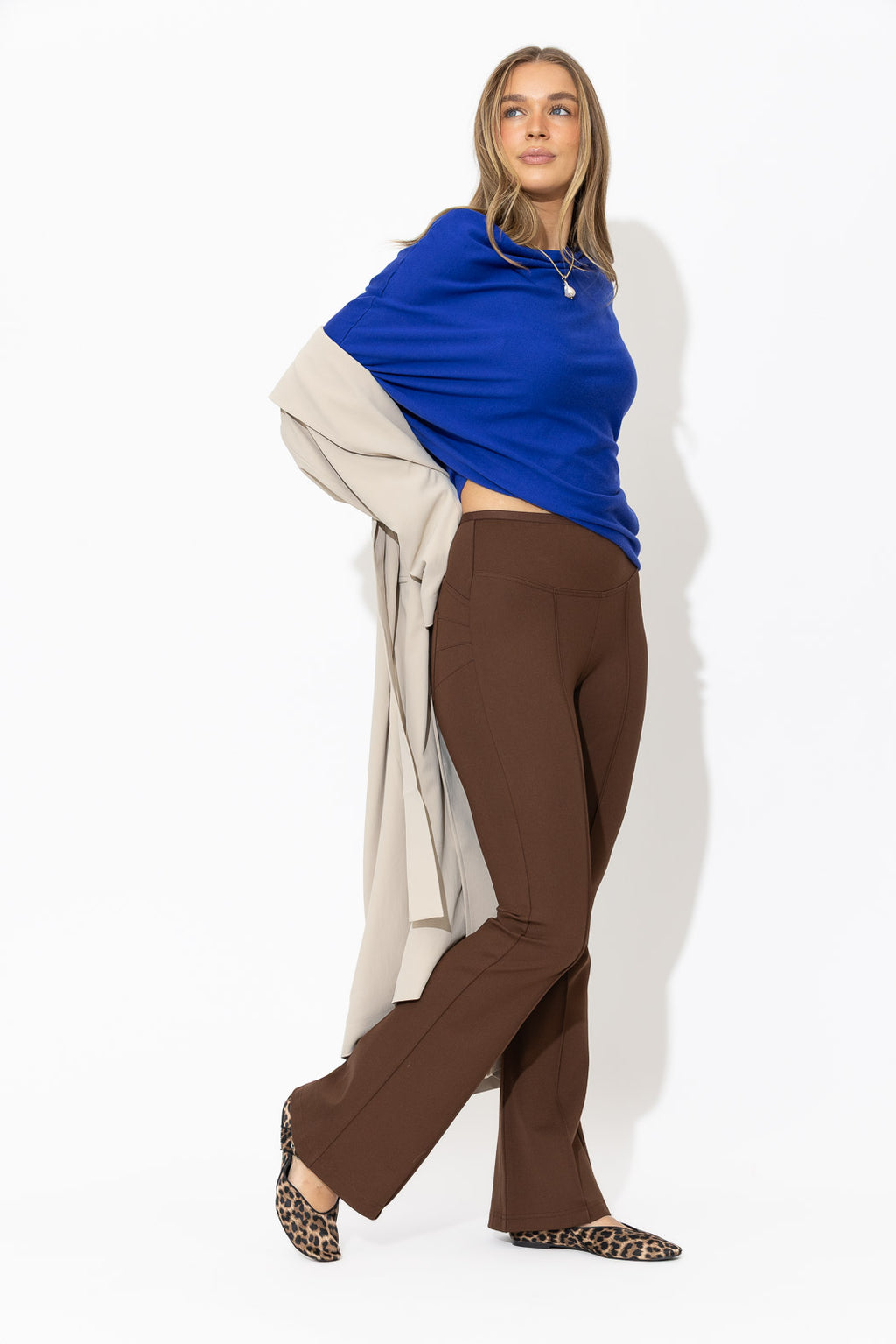 Chocolate Ponte Pintuck Miracle Flare Pant