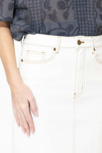 White Denim Maxi Skirt