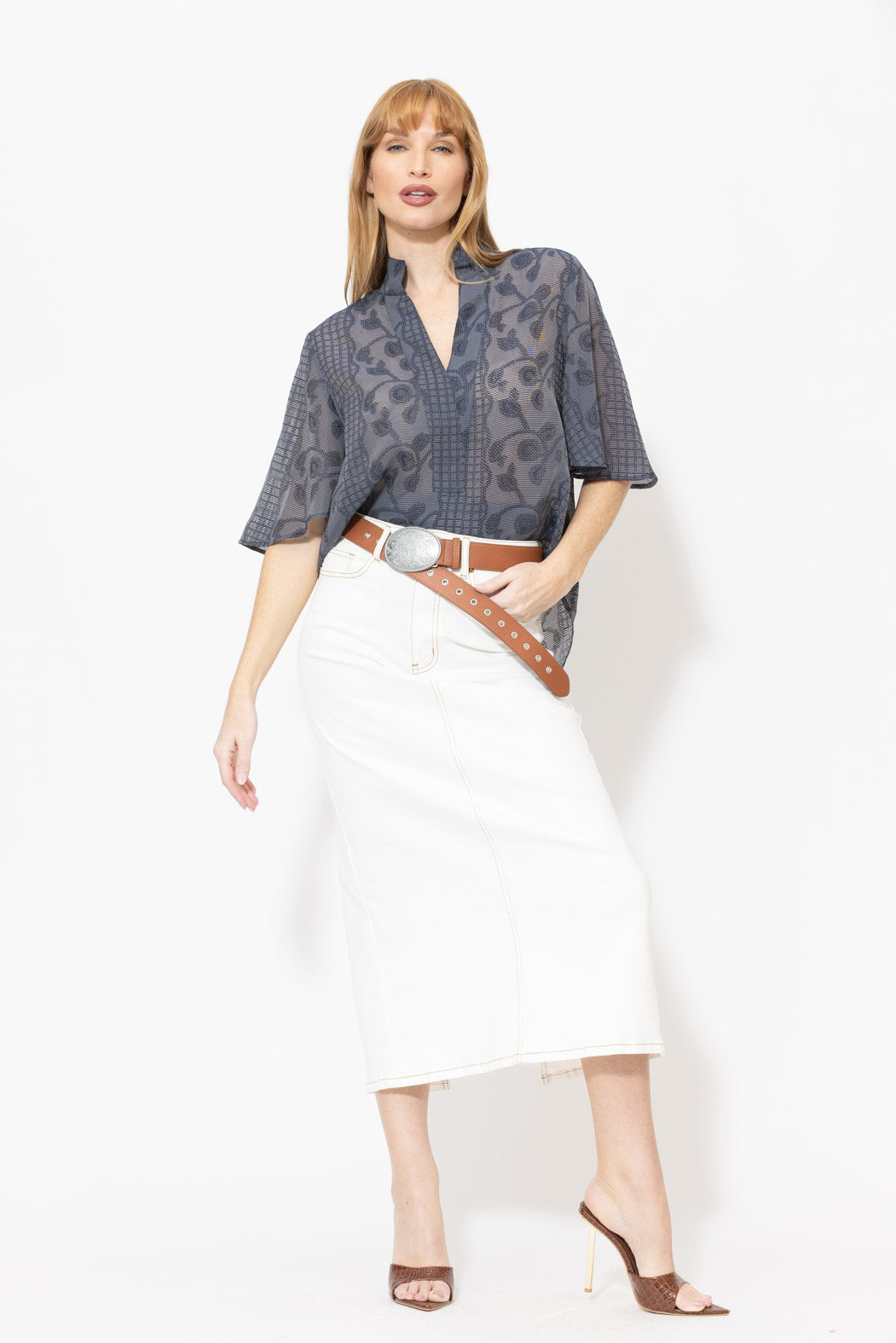 Navy Textured Blogger Shirt