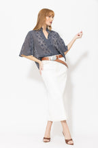 White Denim Maxi Skirt