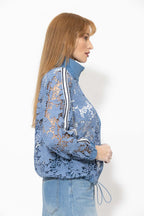 Blue Lace Bomber Jacket
