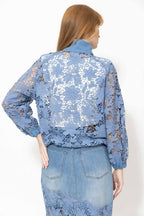 Blue Lace Bomber Jacket